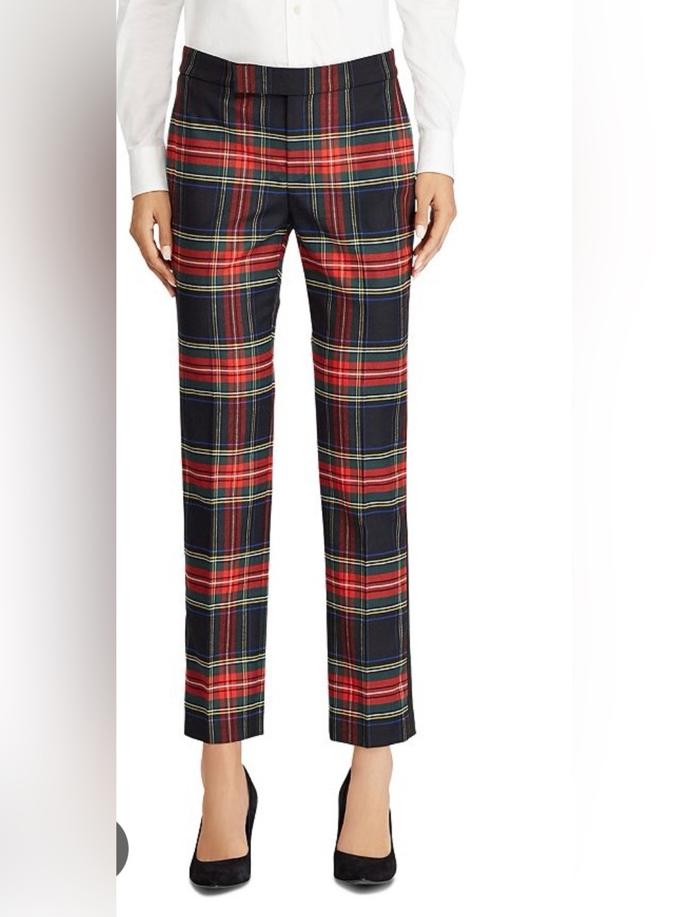 Lauren Ralph Lauren Red Black Holiday Plaid Straight-Leg Pants Size 6